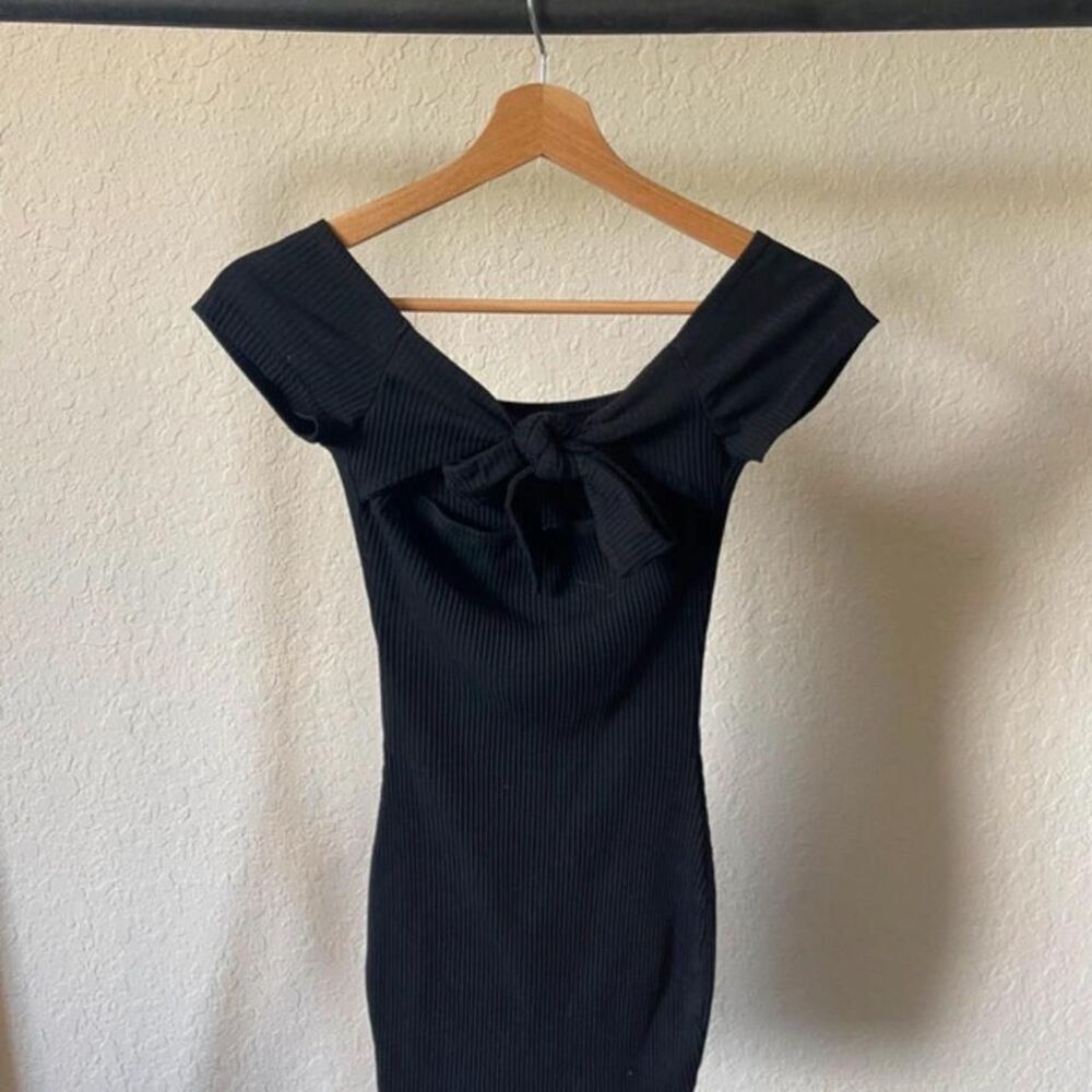Superdown Women's Black Mini Dress with bow detail in back